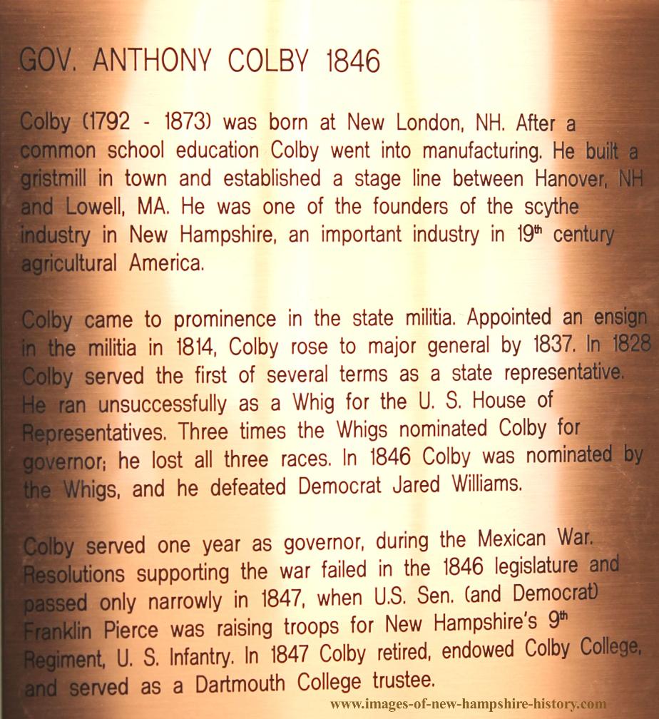 Anthony Colby NH State House Portrait Plate