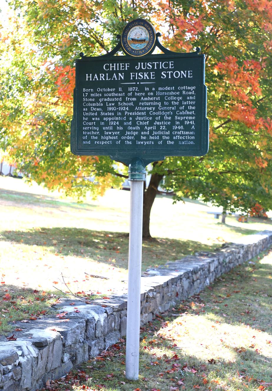 Chief Justice Harlan Fiske Stone Historical Marker