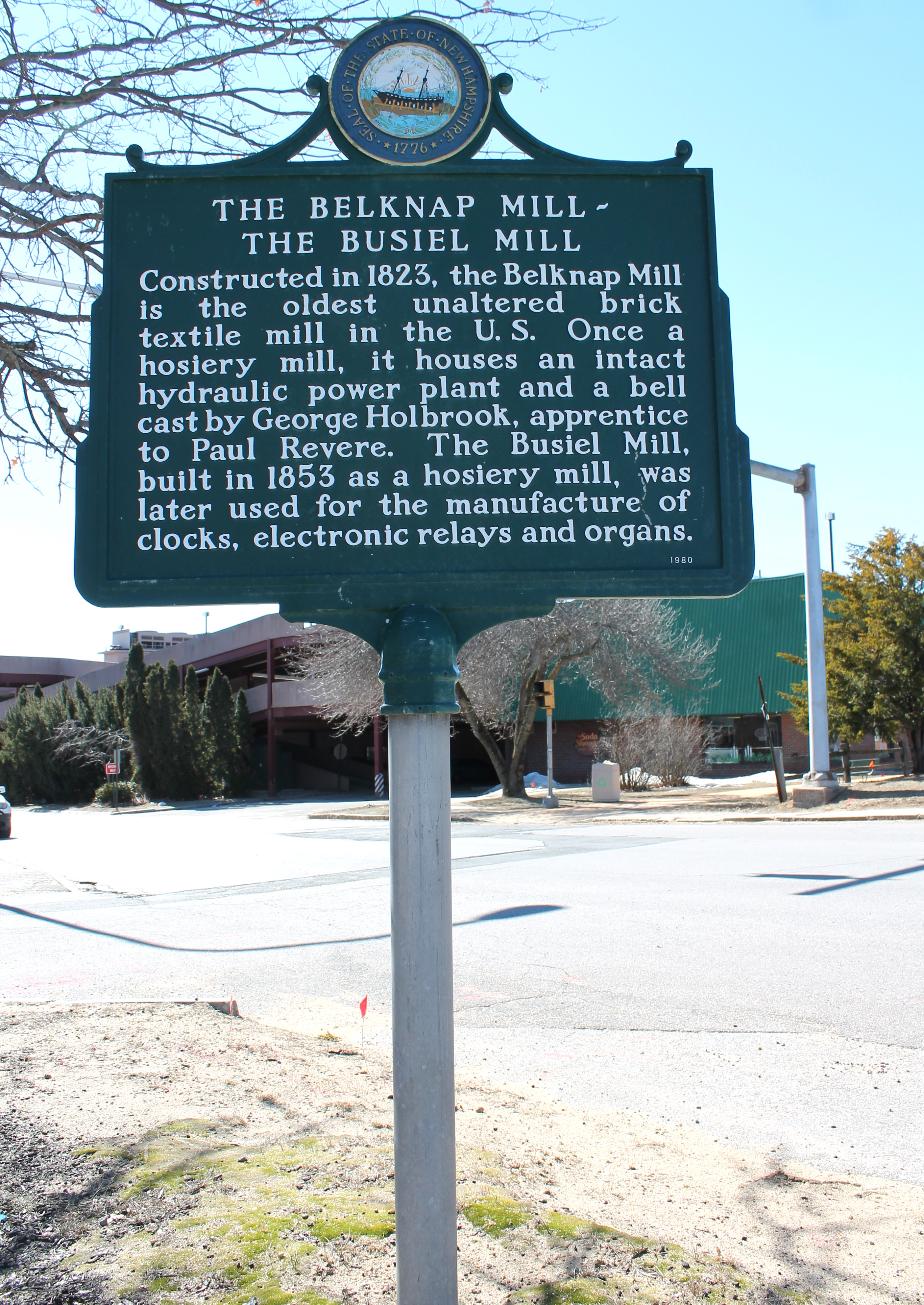 Belknap Mill Historical Marker, Laconia NH