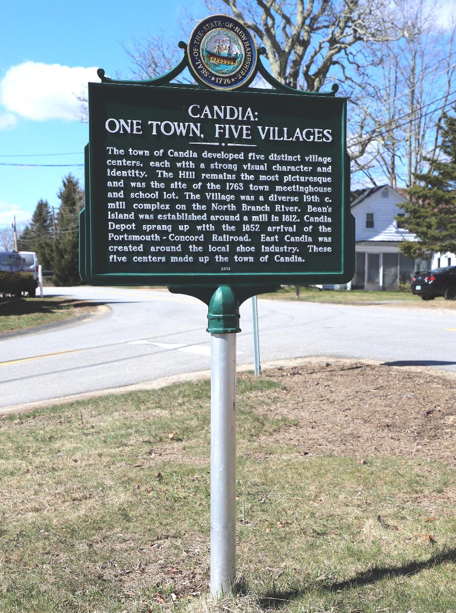 Candia - One Town - Five Villages-  NH Historical Marker #237
