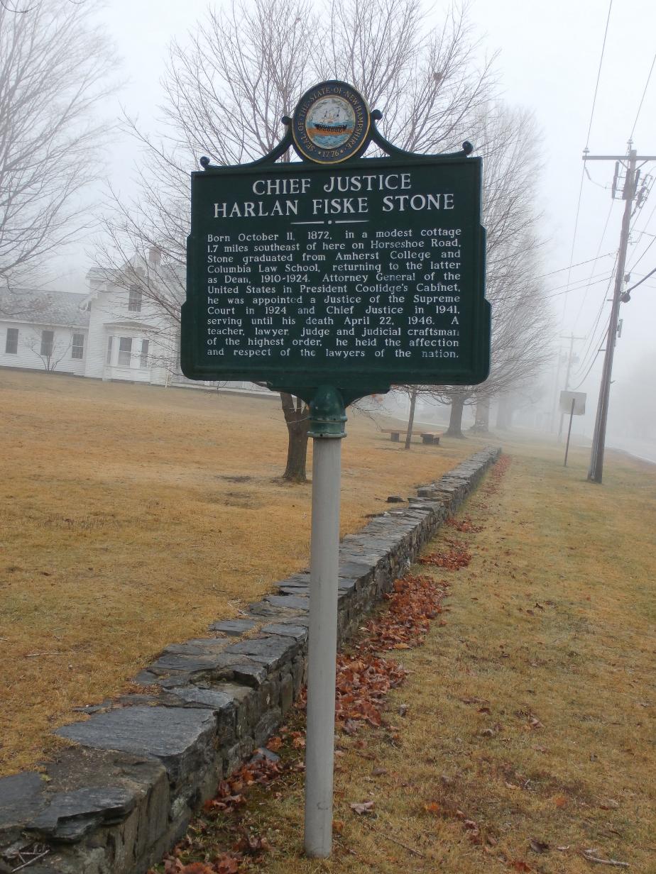 Chief Justice Harlan Fiske Stone Historical Marker