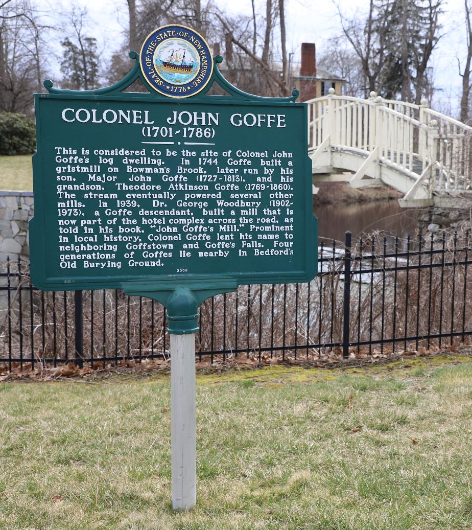 Colonel John Goffe Historical Marker #102 Bedford New Hampshire