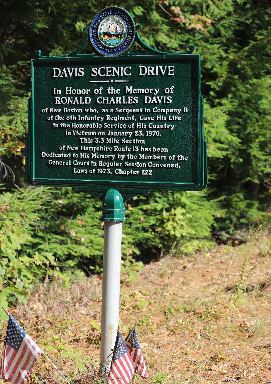 Ronald Charles Davis Scenic Byway Historical Marker - New Boston NH