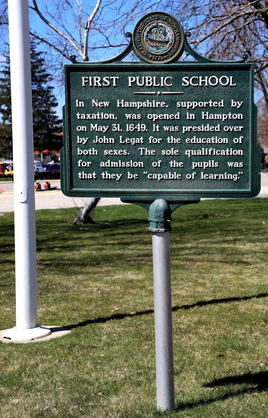 First Public School in NH - Historical MArker #28 - Hampton, New Hampshire
