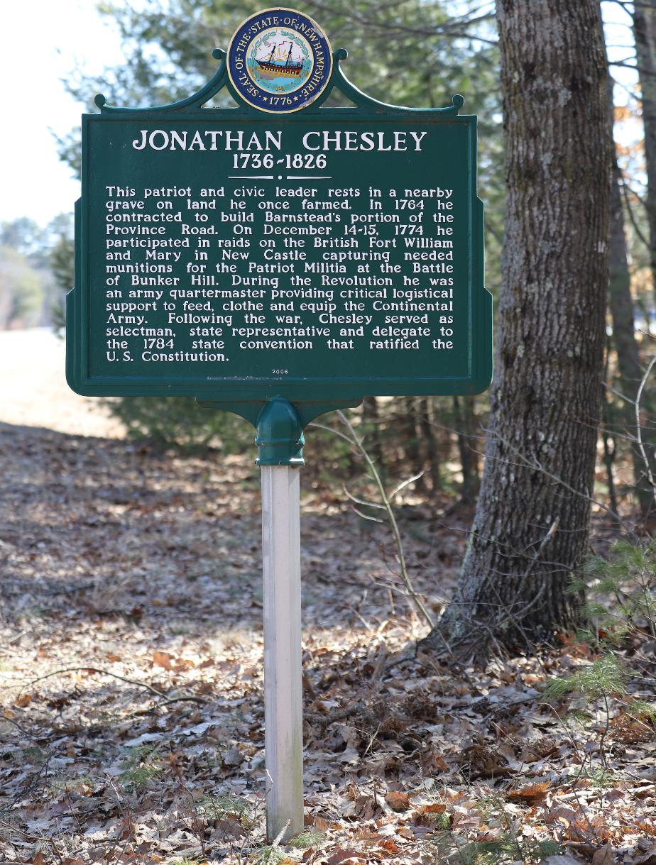 Jonathan Chesley Historical Marker #201, Barnstead New Hampshire