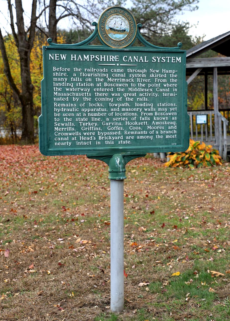 New Hampshire Canal System Historical Marker #132 Hooksett New Hampshire
