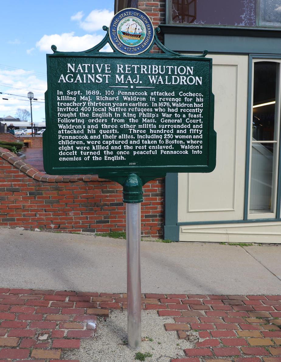Native Retribution Against Major Waldron Historical MArker #282 - Dover New Hampshire