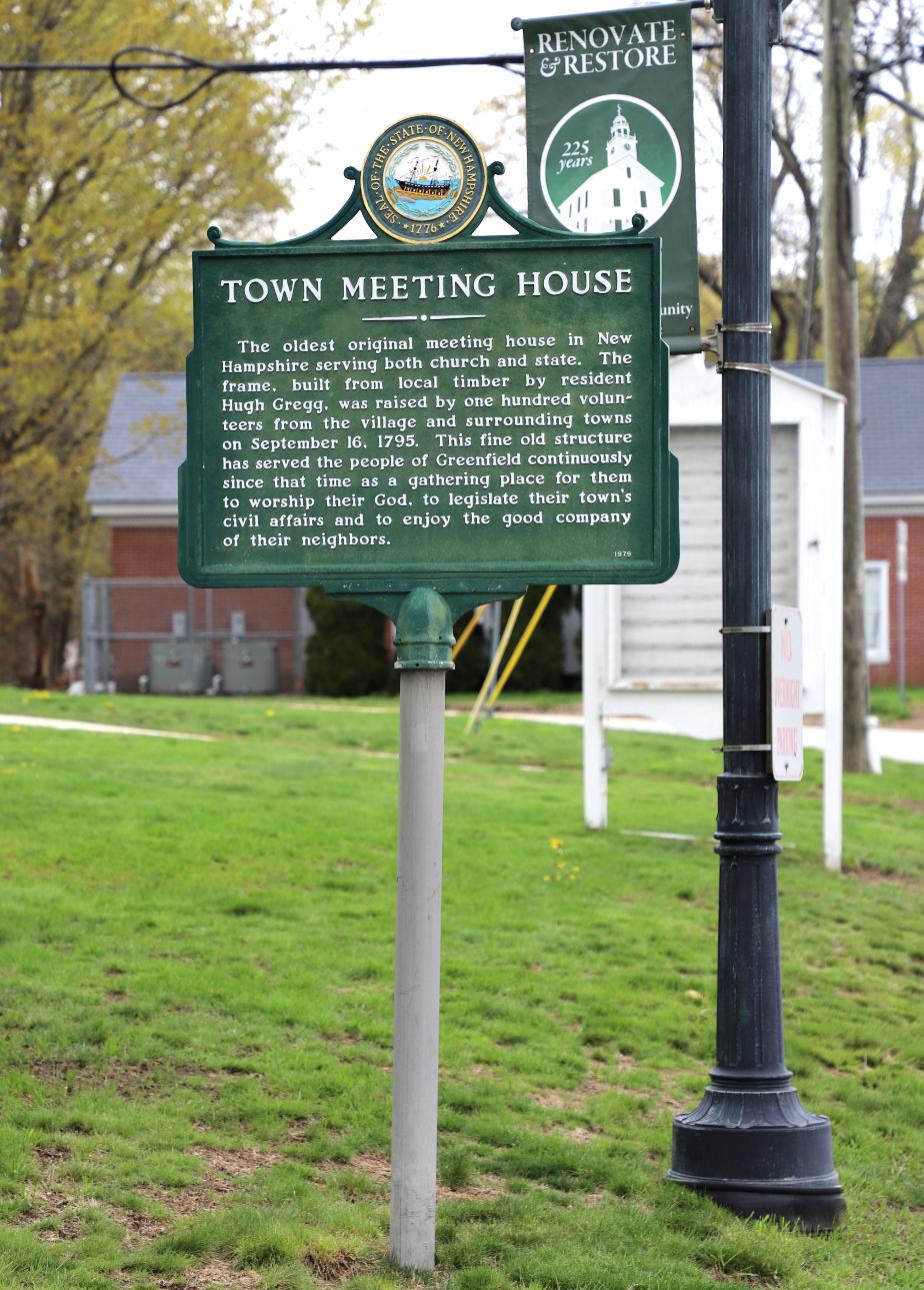 Town Meeting House Historical MArker - Greenfield New Hampshire Marker #130
