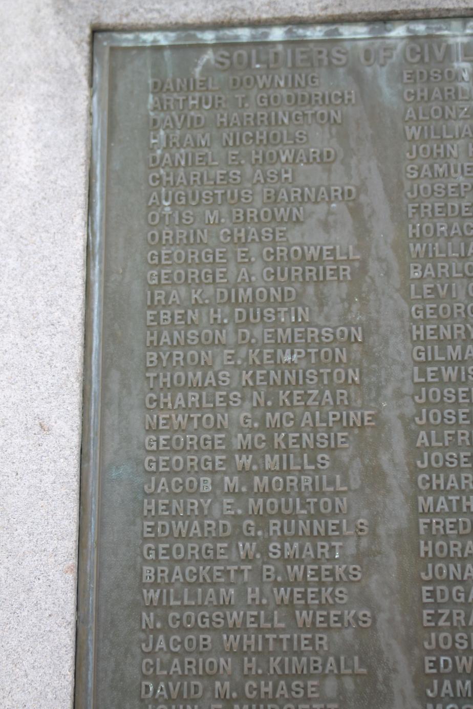 Hopkington NH Civil War Veterans Memorial