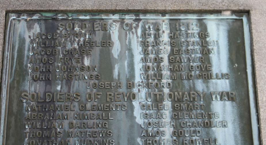 Hopkington New Hampshire War of 1812 Memorial