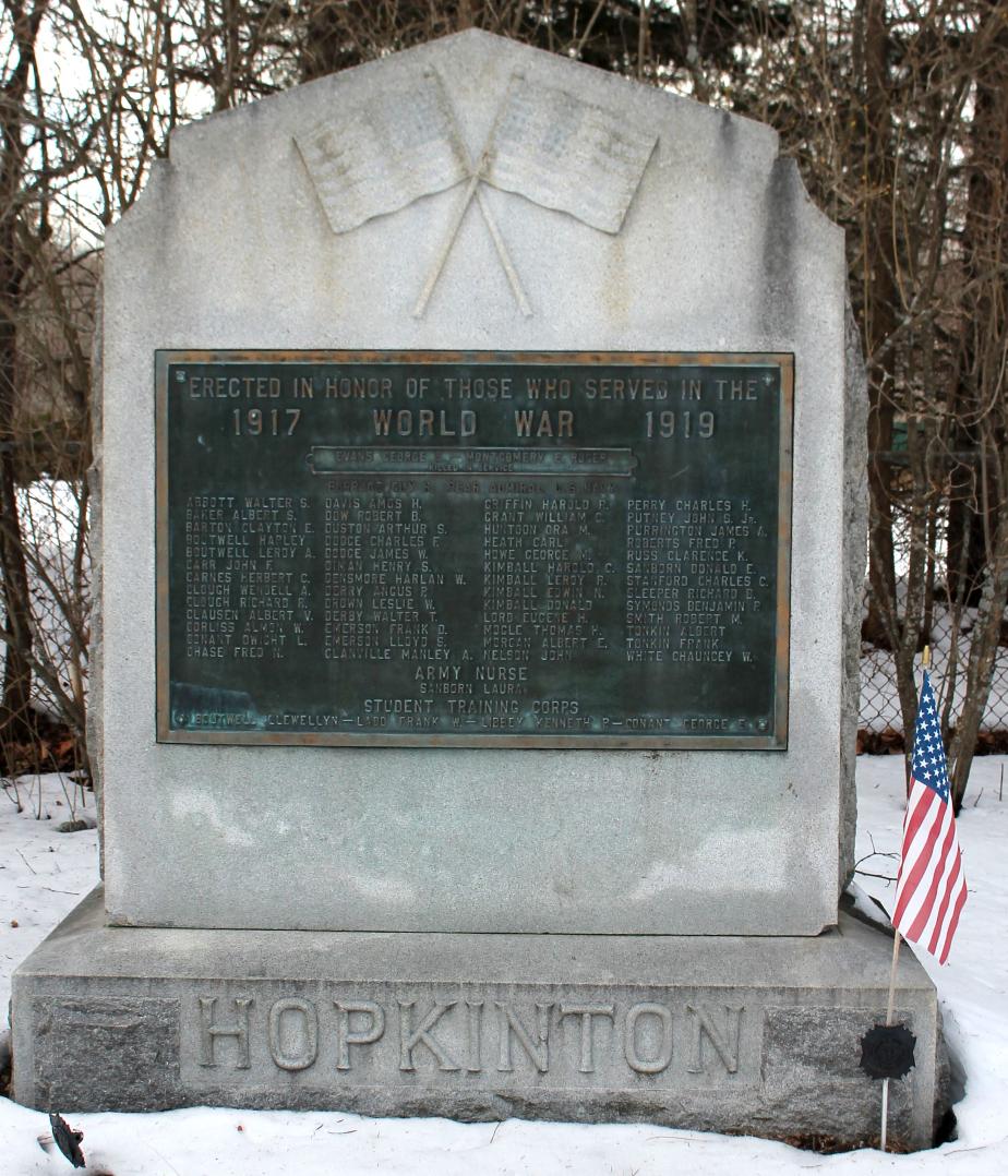 Hopkington New Hampshire World War I Veterans Memorial