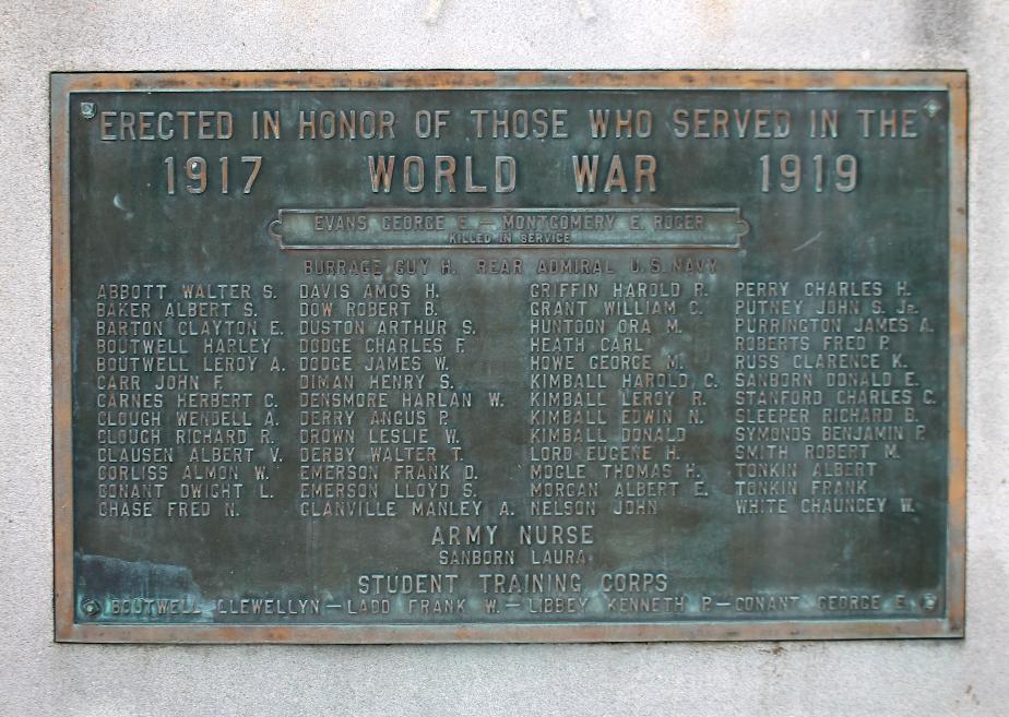 Hopkington New Hampshire World War I Veterans Memorial