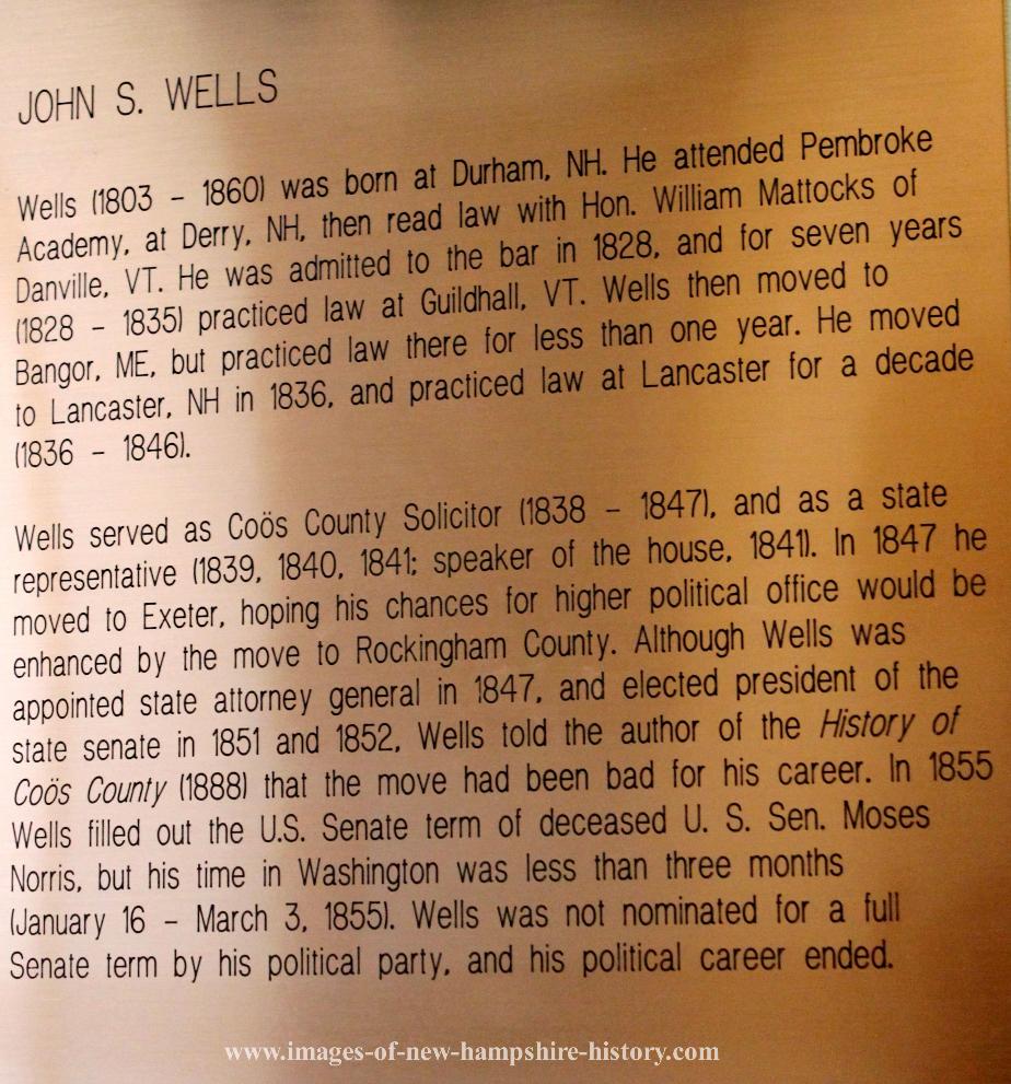 John S Wells NH State House Portrait Plate