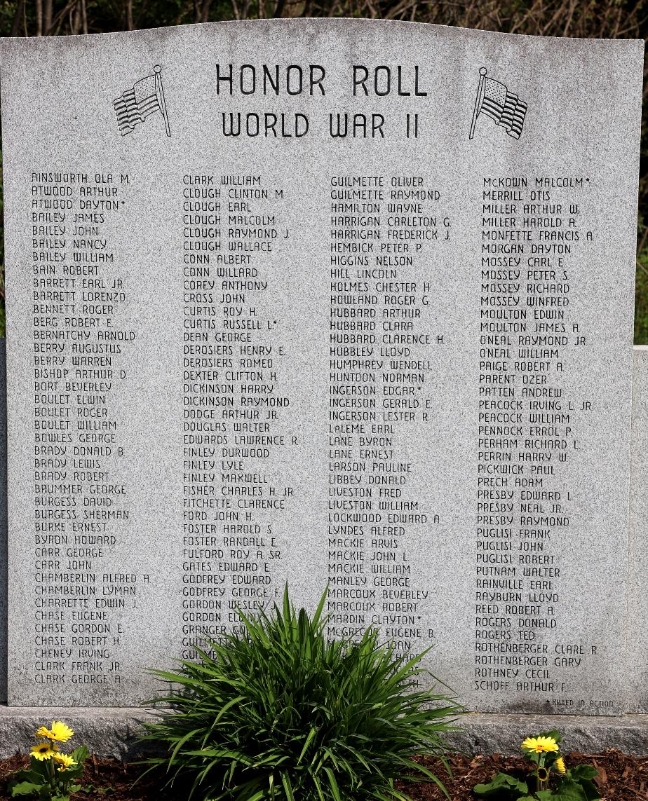 Lisbon New Hampshire WWII Honor Roll