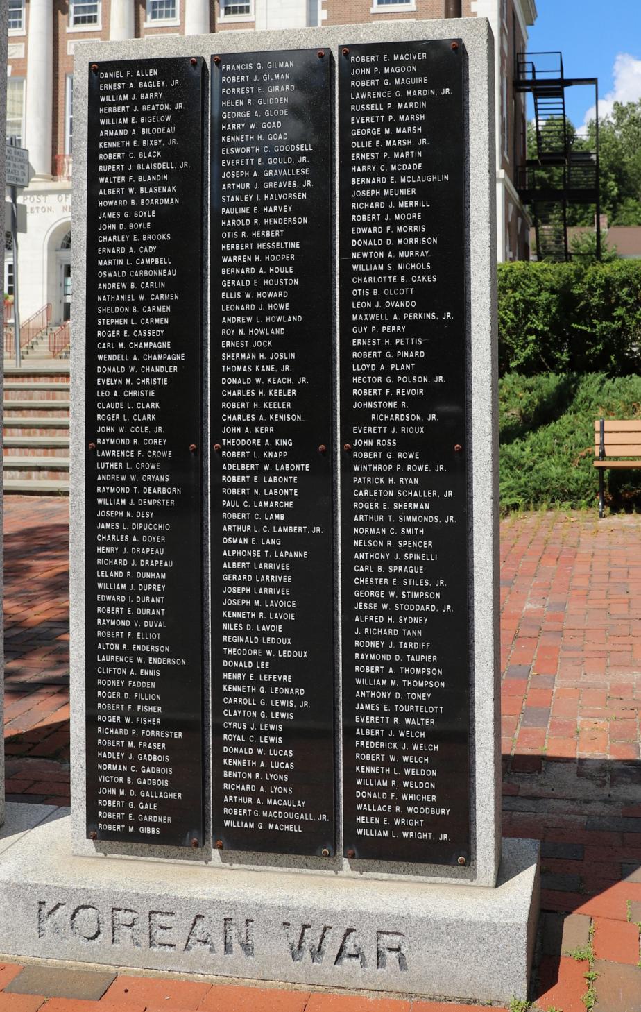 Littleton NH Korean War Veterans Memorial