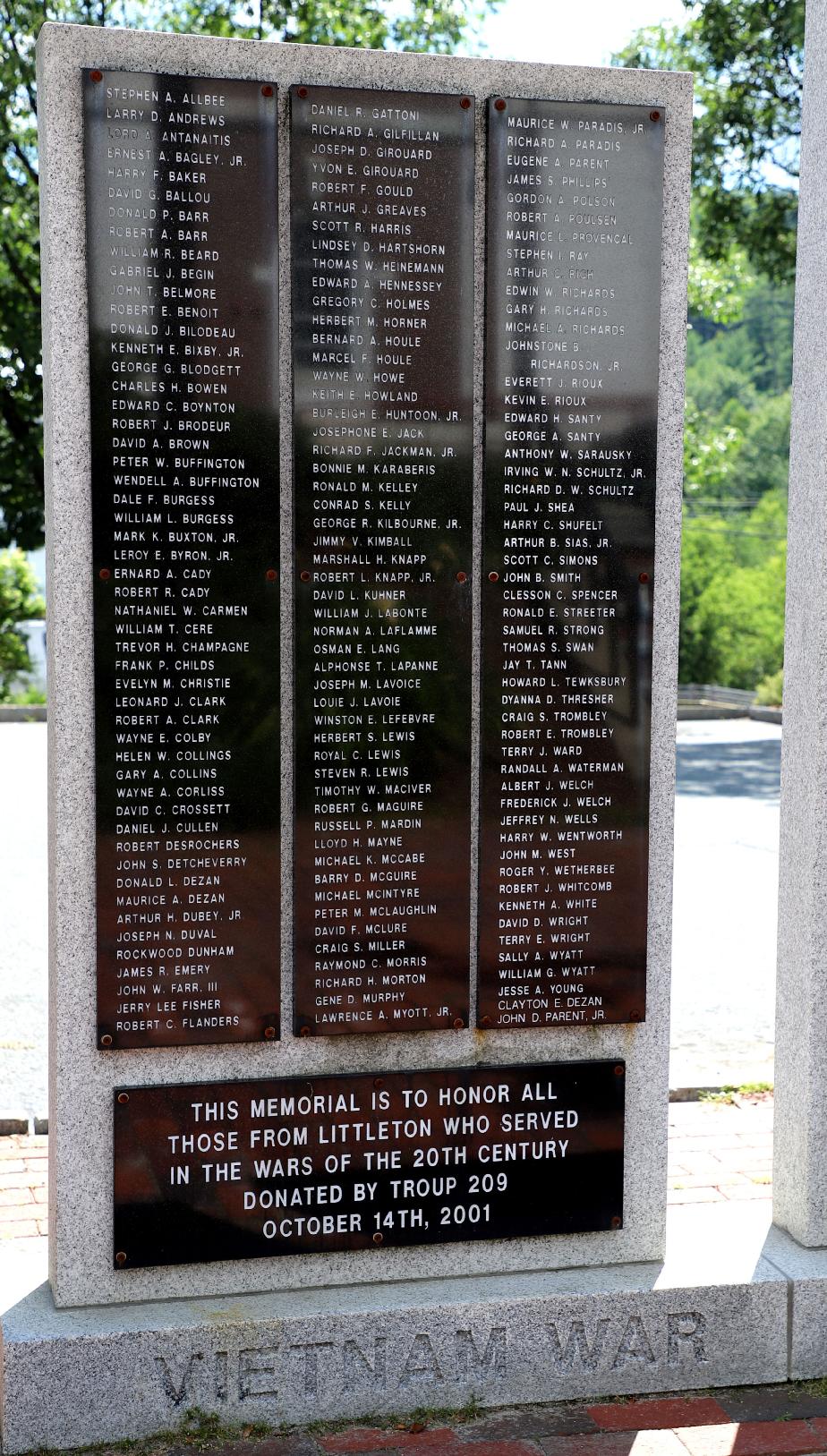 Littleton NH Vietnam War Veterans Memorial
