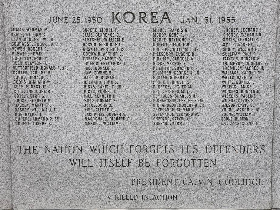 Londonderry New Hampshire Korean War Veterans Memorial