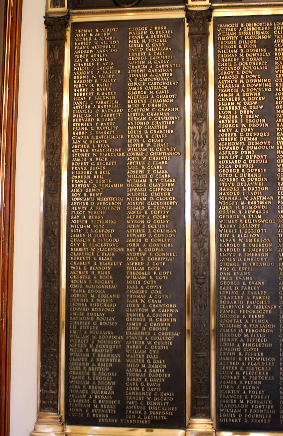 New Hampshire World War I Veterans Honor Roll - New Hampshire State House