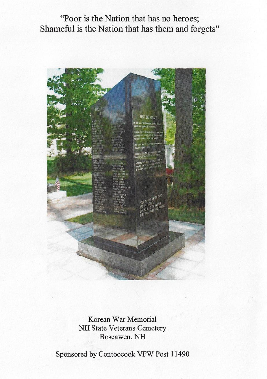 Korean War Memorial Dedication NH State Veterans Cemetery