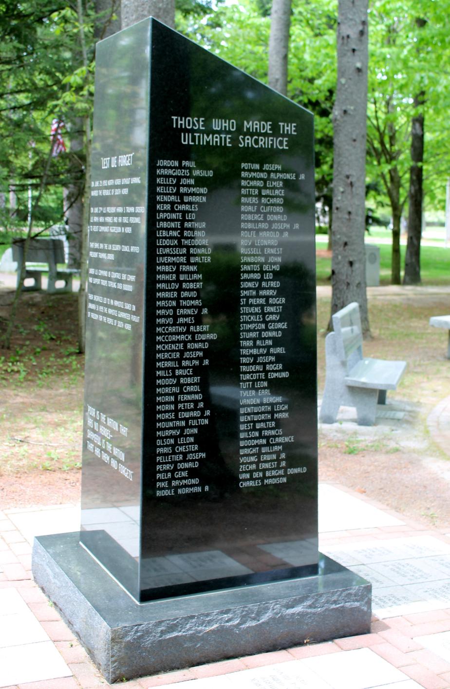NH State Veterans Cemetery Korean War Veterans Memorial
