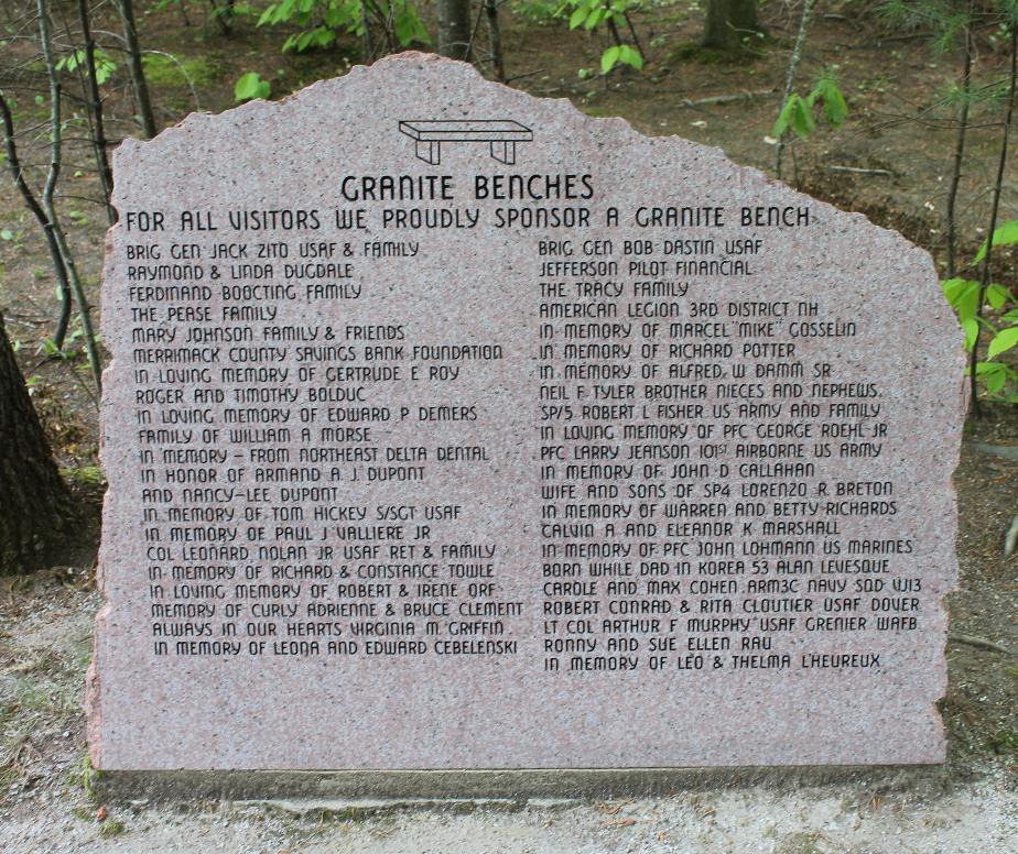 NH State Veterans Cemetery Granite Bench Sponsor Memorial