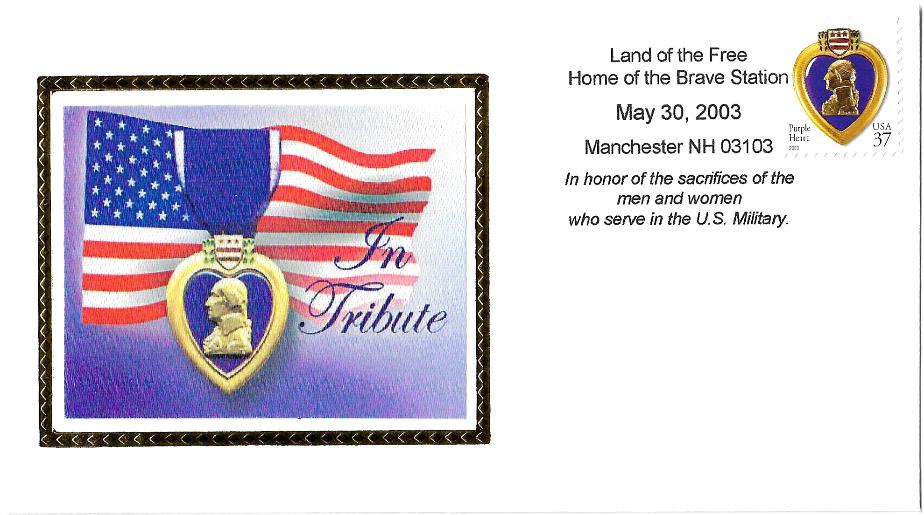 Order of the Purple Heart Commemorative Envelope - Manchester NH May 30 2003