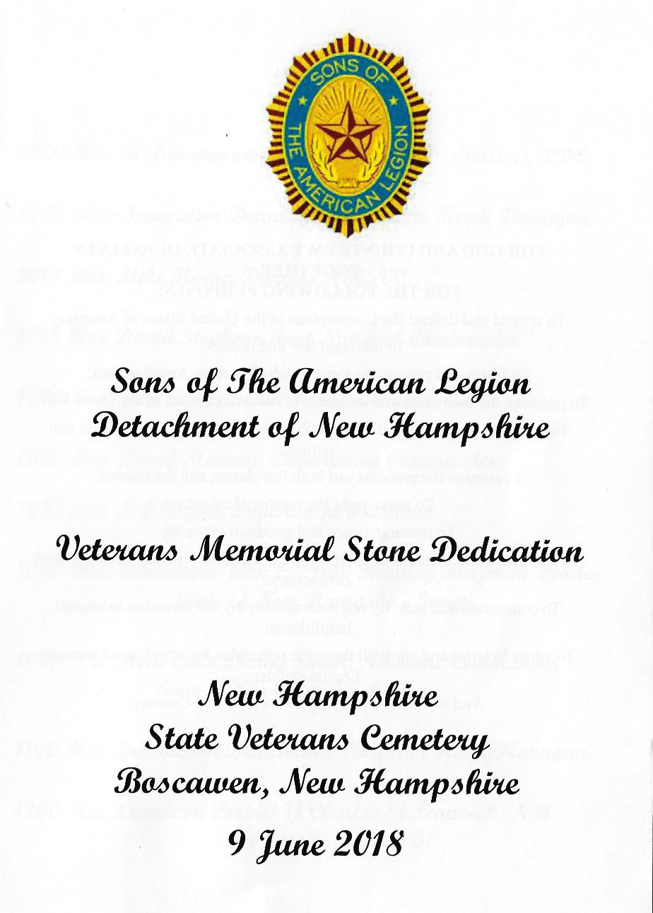 Sons of the American Legion Memorial Dedication - June 9 2018