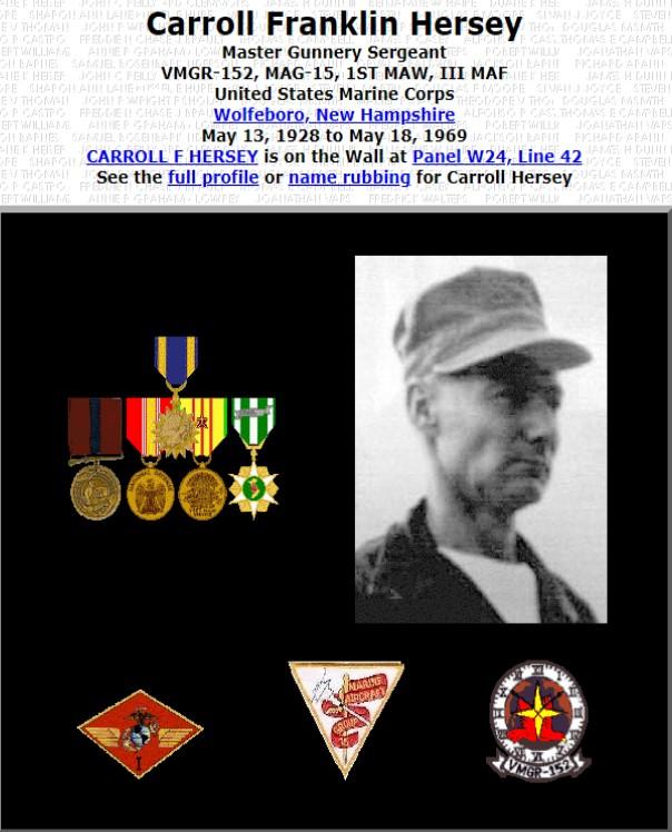 Carroll Franklin Hersey Wolfeboro NH Vietnam War Casualty