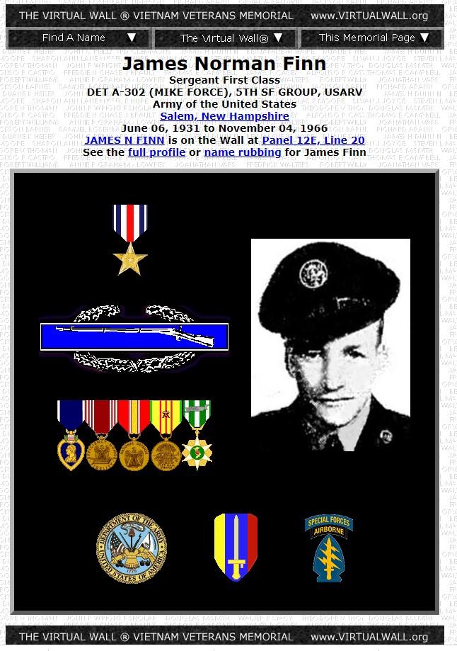 James Norman Finn Salem NH Vietnam War Casualty