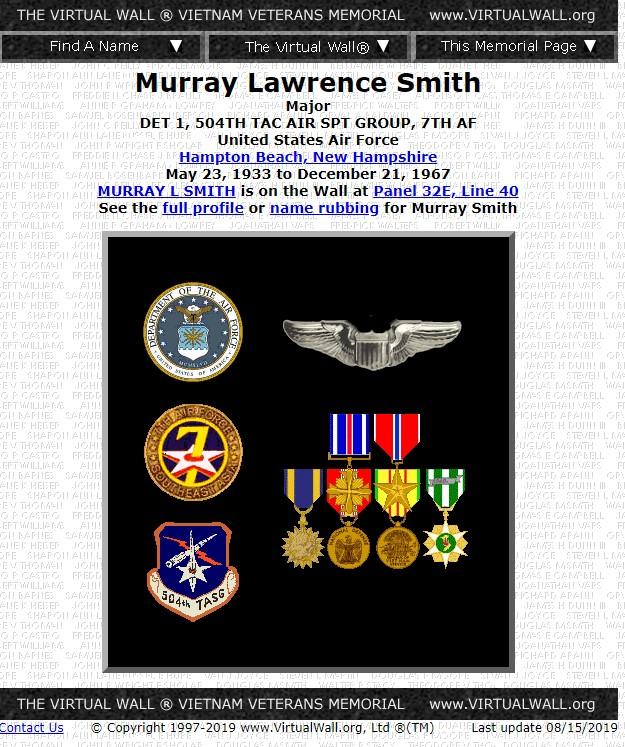 Murray Lawrence Smith Hampton NH Vietnam War Casualty