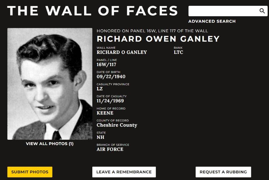 Richard Owen Ganley Keene NH Vietnam War Casualty