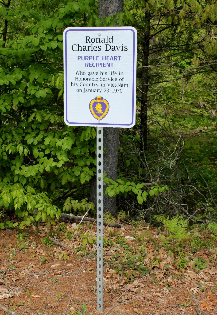 Ronald Charles Davis New Boston NH Vietnam War Casualty Purple Heart Marker