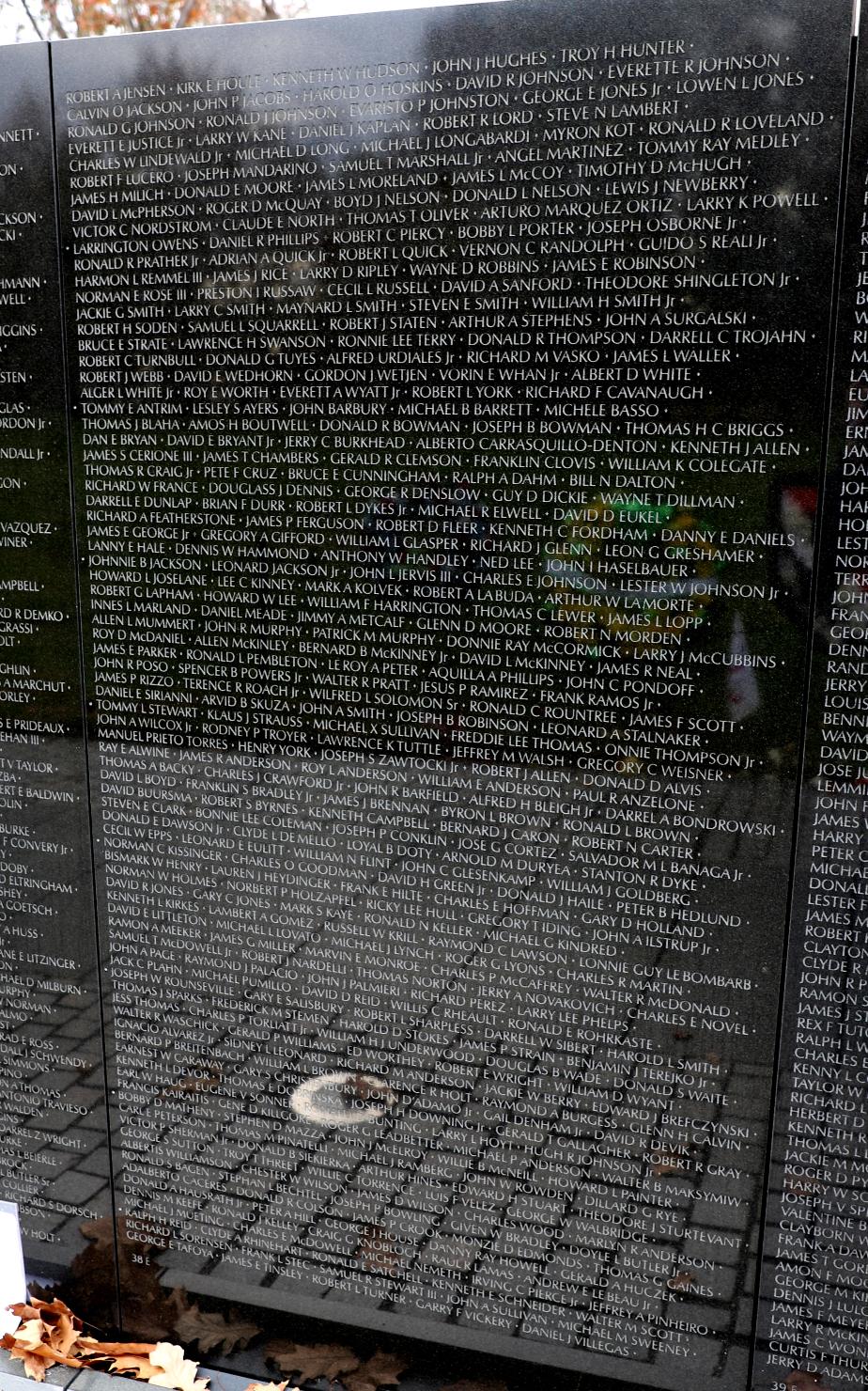 Vietnam Memorial Wall Panel; E-38 Ronald Norman Keller  Line 53 Exeter NH Vietnam War Casualty