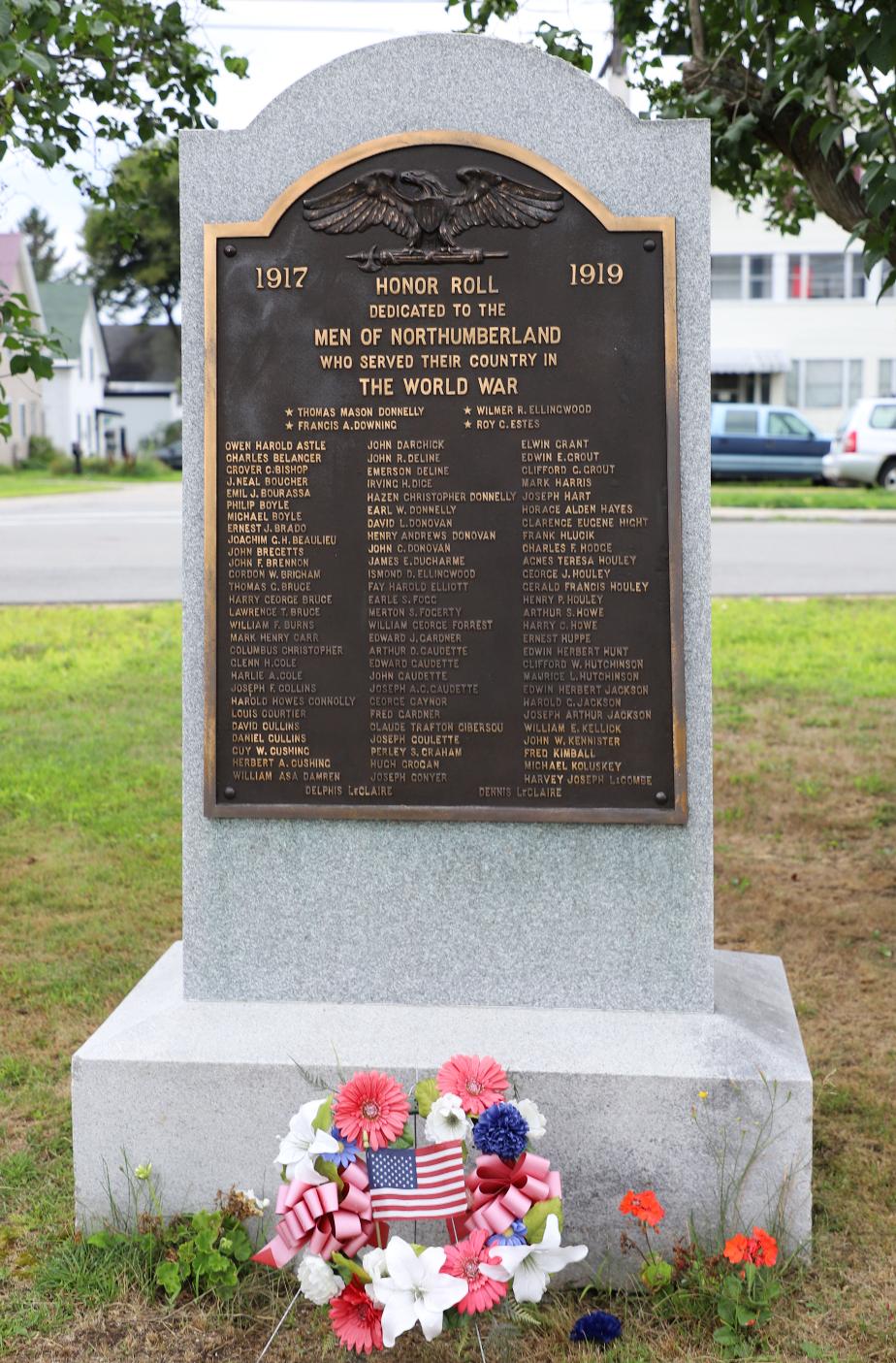 Northumberland New Hampshire WWI Veterans Memorial