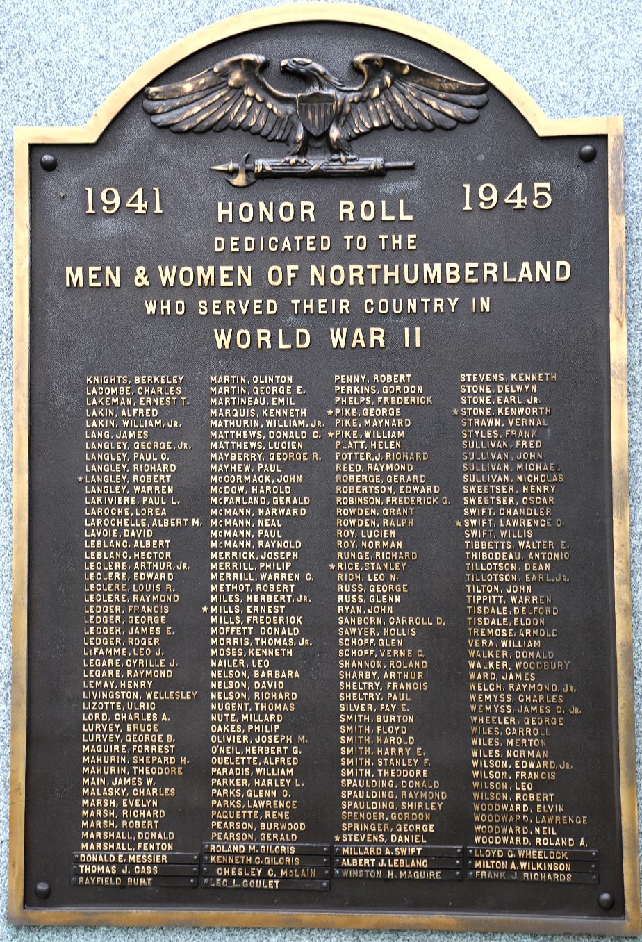 Northumberland New Hampshire WWII Veterans Memorial