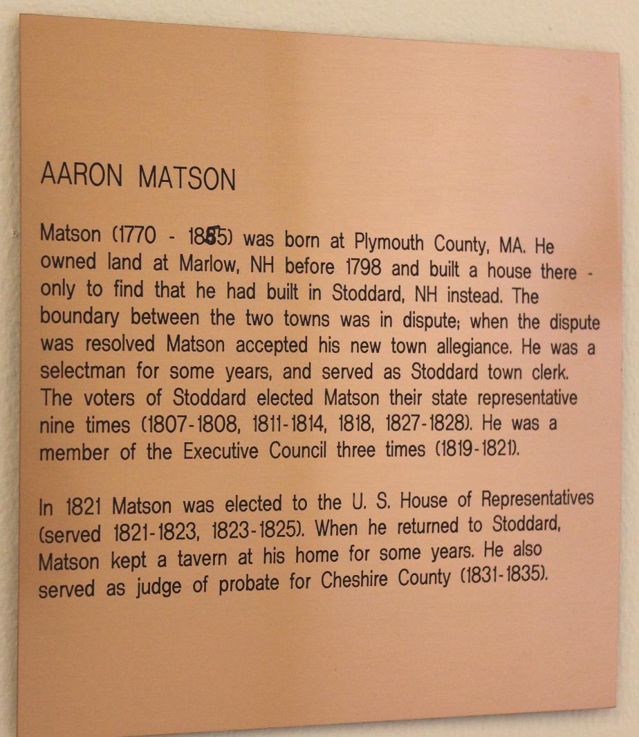 Congressman Aaron Matson NH State House Portrait