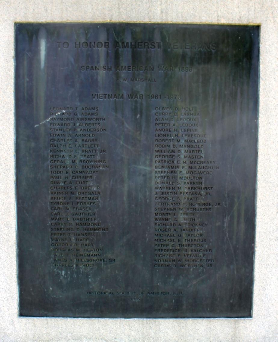 Amherst New Hampshire Vietnam War Veterans Honor Roll