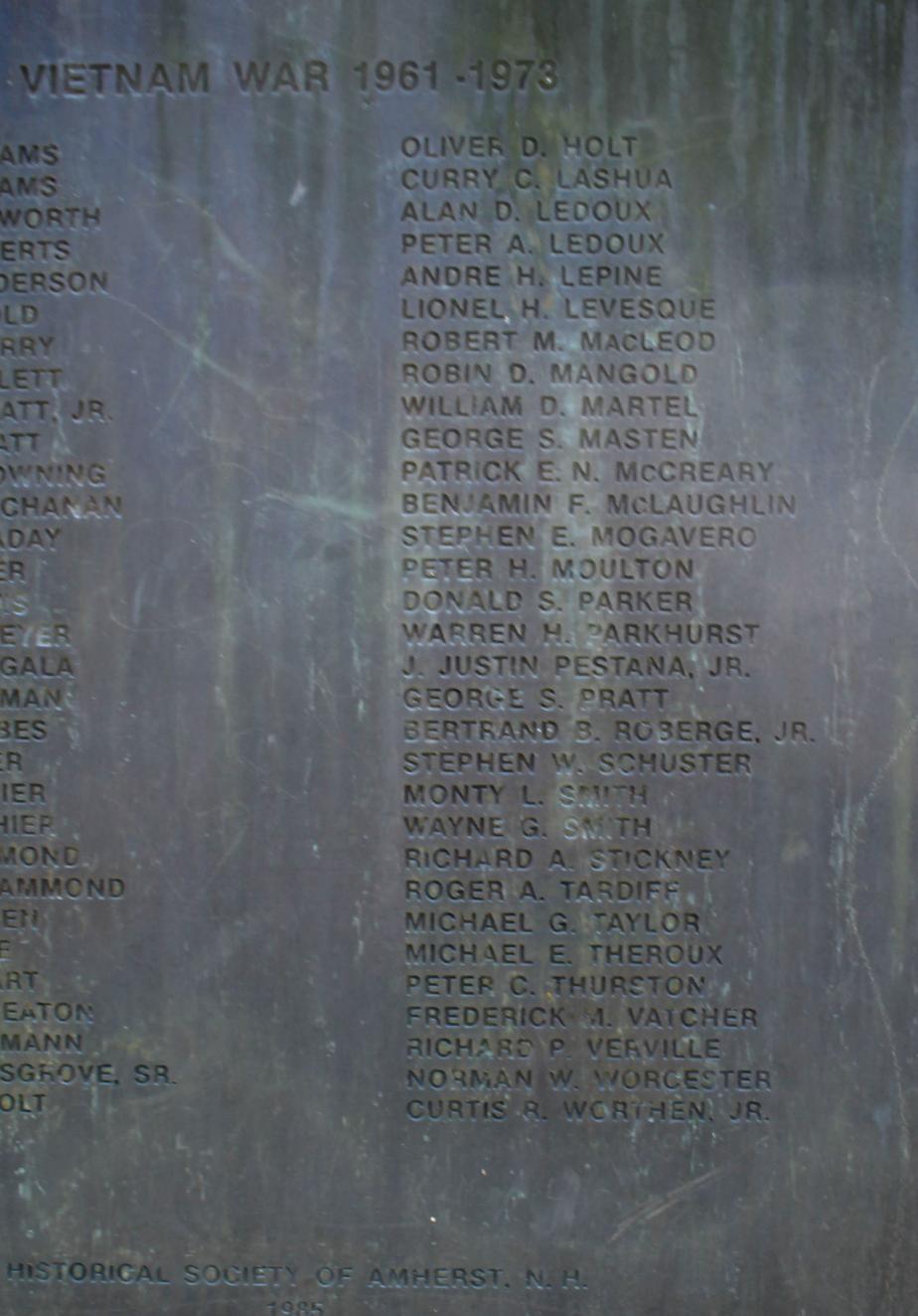 Amherst New Hampshire Vietnam War Veterans Honor Roll