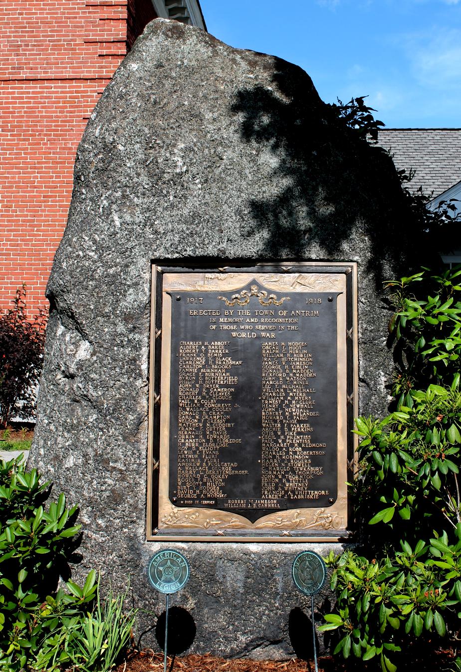 Antrim NH World War I Veterans Honor Roll