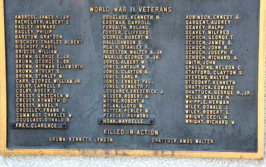 Bradford New Hampshire World War II Veterans Memorial