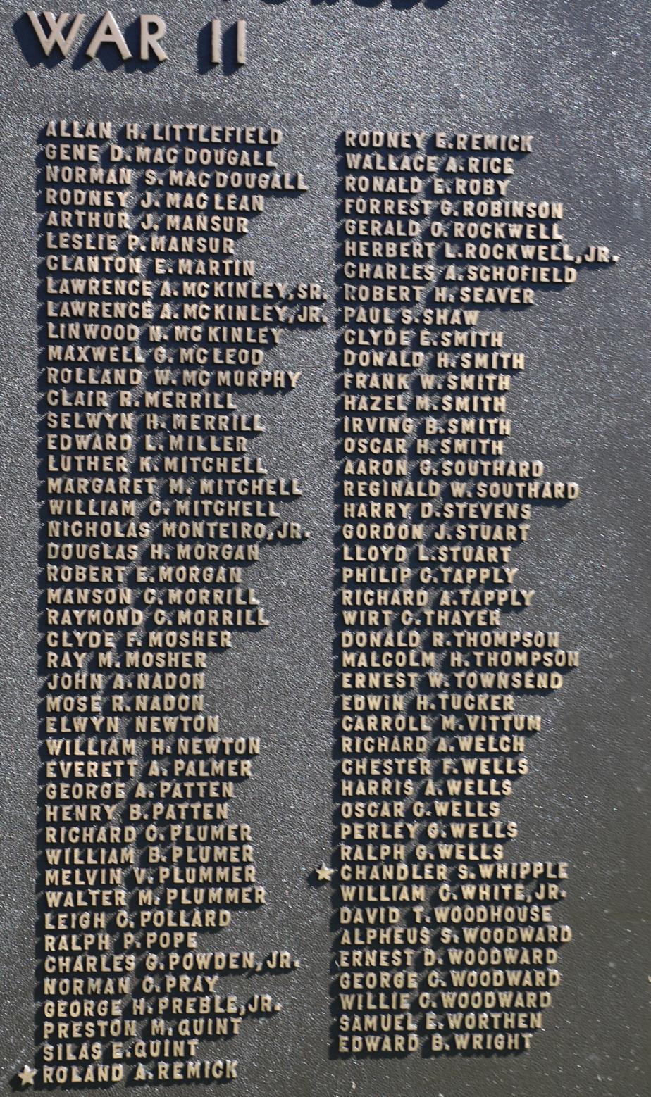 Bristol New Hampshire World War II Veterans Memorial