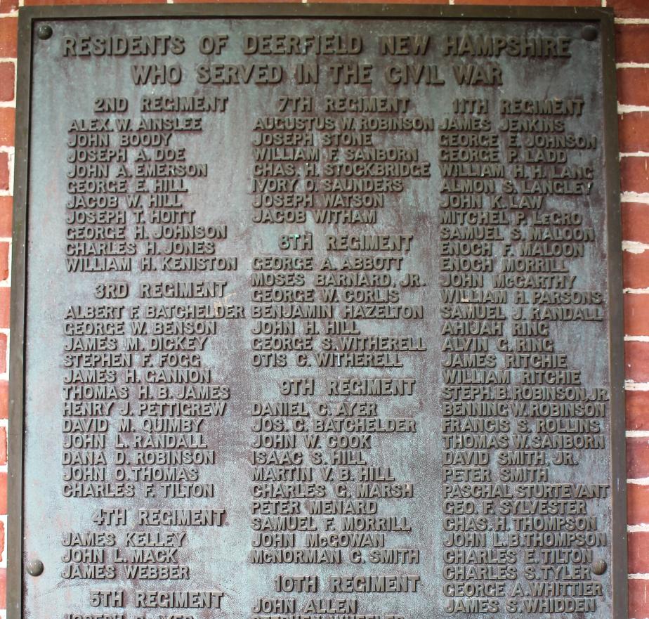 Deerfield New Hampshire Civil War Veterans Honor Roll