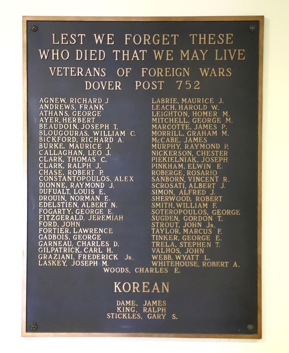 Dover NH Korean War Veteran Honor Roll