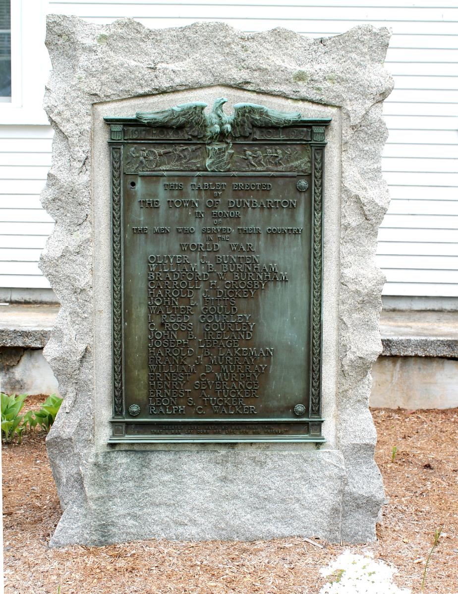 Dunbarton NH - World War I Veterans Memorial