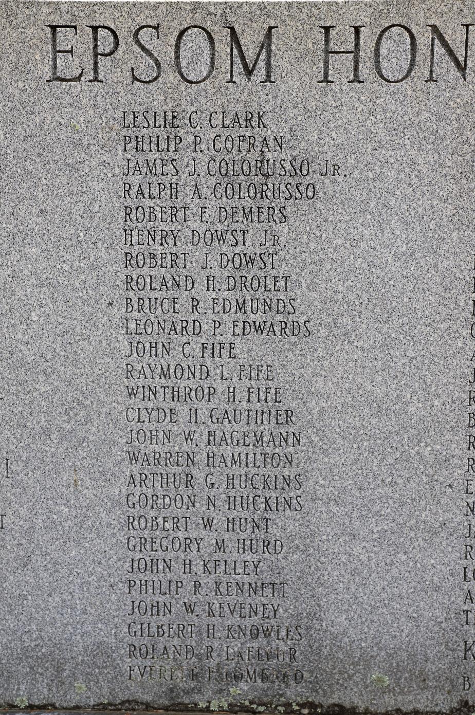 Epsom New Hampshire Veterans Memorial