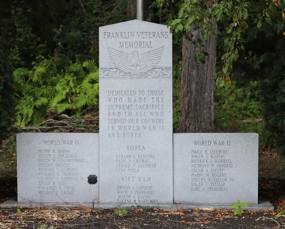 Franklin New Hampshire World War II, Korean War & Vietnam War Veterans Memorial