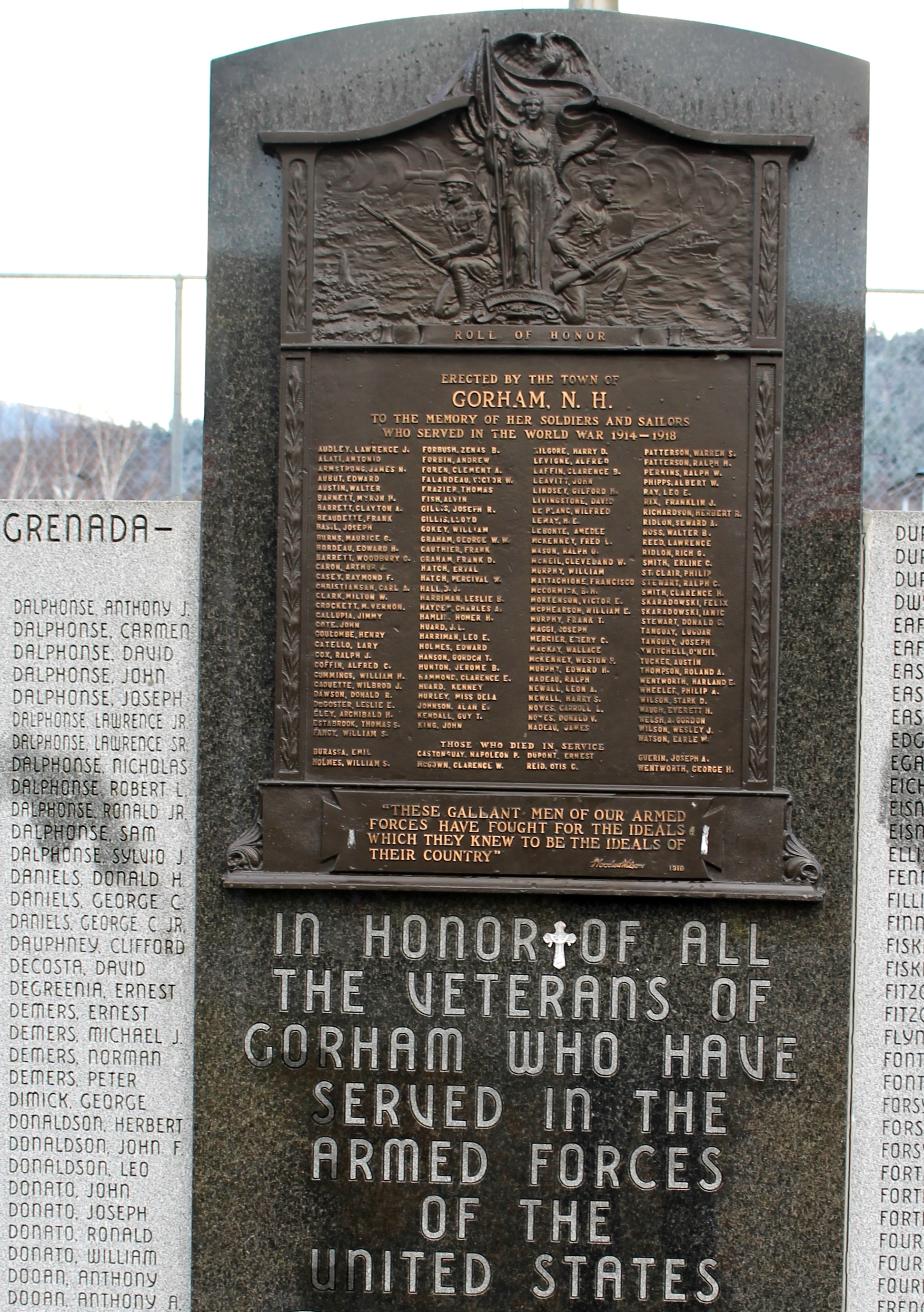 Gorham New Hampshire World War I Veterans Honor Roll