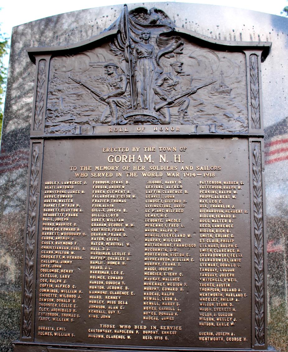 Gorham New Hampshire World War I Veterans Honor Roll