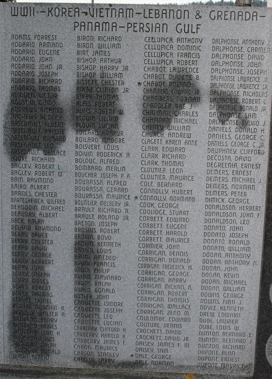 Gorham New Hampshire World War II Korea and Vietnam Veterans Honor Roll
