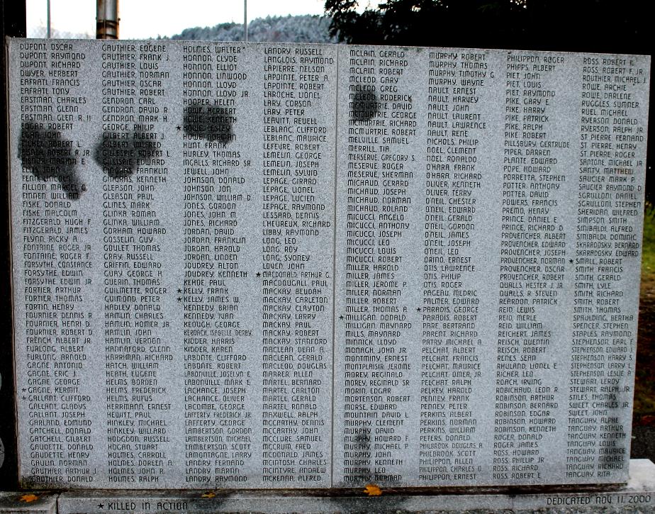 Gorham New Hampshire World War II Korea and Vietnam Veterans Honor Roll
